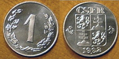 haléř 1992 v zachovalosti UNC (či chcete-li BU) byl focen přes umělohmotné víčko originální sady mincí, nikdy neobíhal
